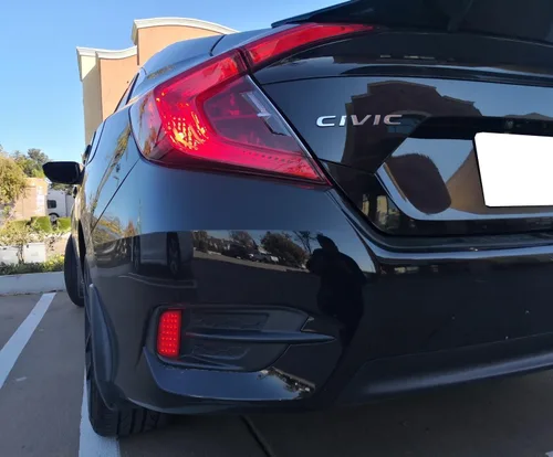 Vista 4 de iJDMTOY Luces LED de reflector para parachoques de lente roja 54-SMD Compatible con Honda Civic Sedán/Coupé 2016-2021, función como luces de cola