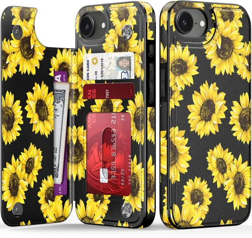 Vista 1162 de LETO para iPhone 15 Pro Funda tipo cartera - Tapa tipo folio con patada - Diseños de moda - Tarjetero - Funda protectora para mujeres y niñas - 6.1