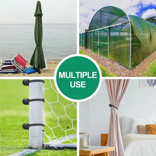 Vista 6 de 60 cuerdas elásticas de bolas negras de 4 pulgadas, cuerda elástica resistente para exteriores con bolas, bolas elásticas de lona para refugio