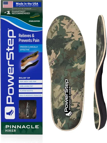 PowerStep Pinnacle Hiker Plantillas ortopédicas, soporte de arco para botas de senderismo, alivio del dolor de fascitis plantar, pronación leve,