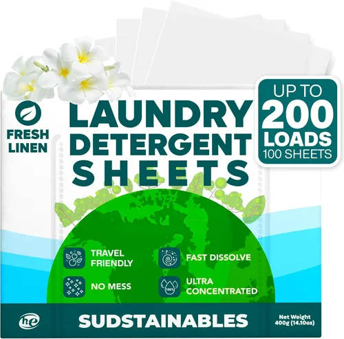 Vista 11 de Sudstainables Hojas de detergente para ropa de 200 cargas: hoja de lavandería soluble para lavadoras, alternativa compacta al detergente líquido