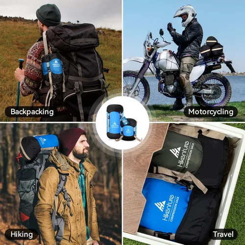 Vista 7 de Hikenture Saco de compresión para saco de dormir, saco de cosas mejorado de nylon resistente a desgarros, saco de compresión de 10L/14L/20L/30L