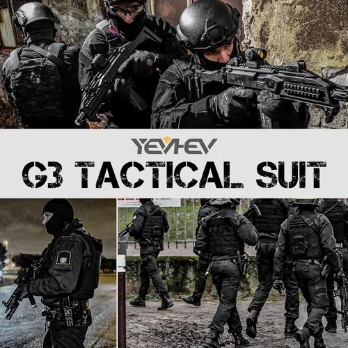 Vista 7 de YEVHEV Conjunto de ropa militar de combate G3, ropa táctica de camuflaje, uniforme de caza, equipo de paintball con rodilleras para hombres