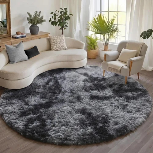 Vista 63 de ONASAR - Alfombra redonda rosa claro de 2 pies, esponjosa, lavable, tapete de gato o perro, suave, afelpada, peluda, tapete circular para dormitorio