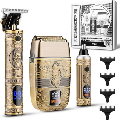 Vista 8 de Karrte® Cortadora de pelo profesional para hombres, juego de cortapelos para barba, recortadora de barba, kit de corte de pelo inalámbrico