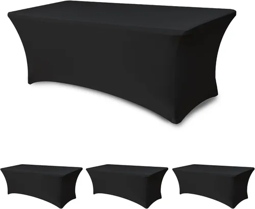 Vista 12 de Manteles de elastano para mesas rectangulares de 6 pies, cubierta de mesa elástica ajustada Azul aguamarina