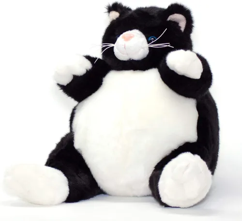 Vista 2 de Unipak Peluche de gato plumpee blanco y negro de 9 pulgadas de alto