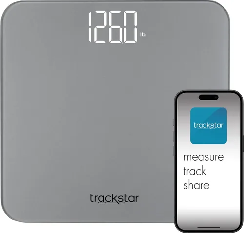 Trackstar Digital Weight Scale | 440 lb Weight Capacity | Trackstar Monitoring App | Bluetooth iOS & Android Compatible | Measure, Track, and Share