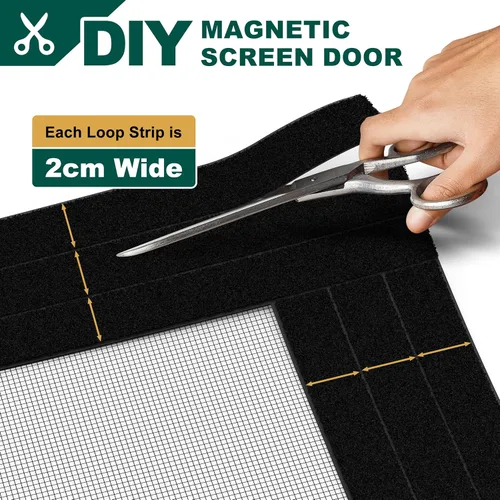 Vista 3 de HADOR Puerta con Malla Magnética Ajustable se Ajusta a Puertas de Ancho 29" - 33" Altura 79" - 81", Malla de Red para Puerta Resistente DIY