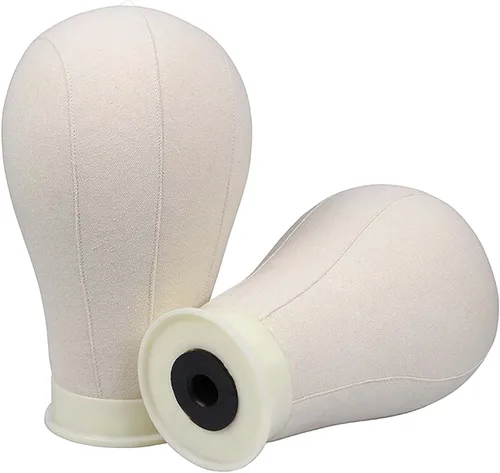 Beauty Trendz - Cabezal de lona para pelucas de 22 pulgadas, cabeza de peluquería con orificio de montaje para hacer pelucas, soporte de exhibición,