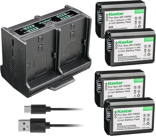Vista 7 de Kastar Cargador de batería cuádruple compatible con Sony ILCE-6300, Alpha α6300, a6300, ILCE-6400, Alpha α6400, a6400, ILCE-6500, Alpha α6500