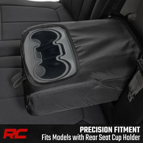 Vista 6 de Cubiertas de asiento de neopreno Rough Country para Chevy Silverado/GMC Sierra 1500 (2019–2026) con portavasos trasero - Impermeables, resistentes a