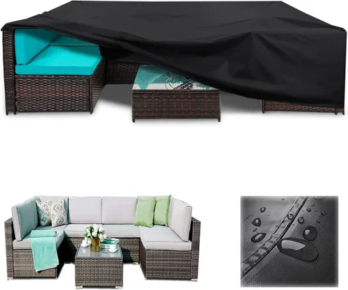 Vista 20 de Fundas para muebles de patio impermeables, resistentes 600D, fundas para muebles de exterior para sofá seccional exterior, resistente al desgarro