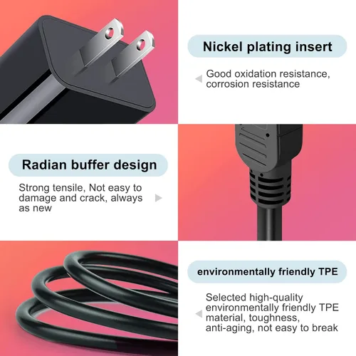 Vista 4 de Cable de carga de 5 pies, adaptador de fuente de alimentación de CA compatible con Texas Instruments TI-84 Plus CE, TI-89 Titanium, TI Nspire CX II