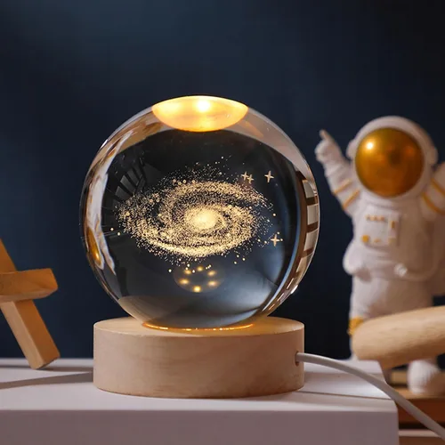 Luz nocturna de bola de cristal de galaxia 3D para regalos con base de luz LED colorida, luz que cambia de color con control remoto como regalo de