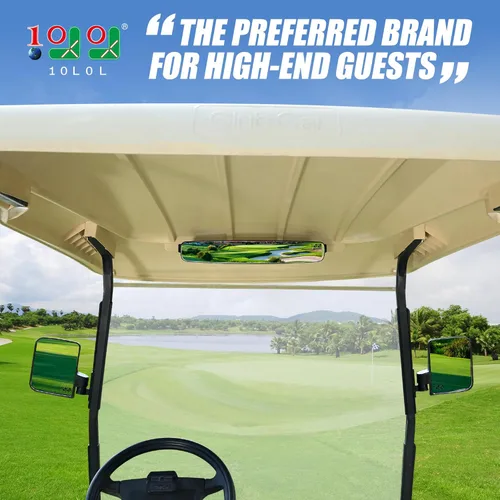 Vista 2 de Kit universal de espejo retrovisor convexo de gran angular y retrovisor lateral plegable, compatible con modelos Club Car, EZGO, Yamaha