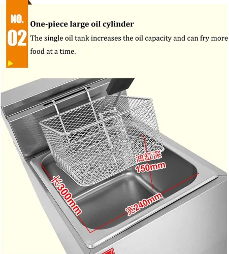 Vista 4 de Freidora de gas profesional de 6 l/12 l, encimera de acero inoxidable de un solo cilindro doble cilindro, estufa al aire libre con freidora, pollo
