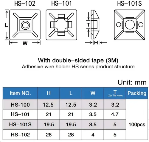 Vista 2 de XHF 200 PCS Soportes Autoadhesivos Negros de 1/2" para Bridas de Cables con Cremallera Clips de Cables de Alambre Soportes Organizadores de Anclajes
