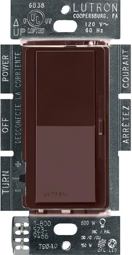 Vista 25 de Lutron Diva LED+ Interruptor Regulador de Luz para Bombillas LED Regulables, Halógenas e Incandescentes, 150 Vatios, Unipolar o 3 Vías, Almendra