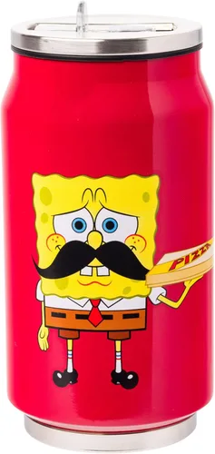 Silver Buffalo Bob Esponja SquarePants Pizza Delivery Diet Dr. Kelp - Taza de acero inoxidable de doble pared en forma de lata, 11,8 onzas / 350 ml