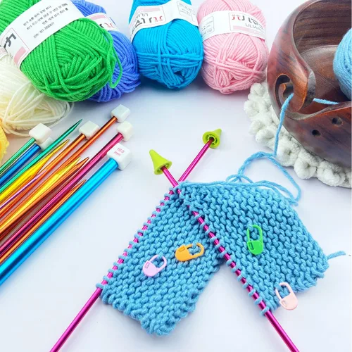 Vista 4 de Hobekoee Juego de 60 agujas de tejer de aluminio, color recto, de acero inoxidable, de un solo punto, longitud de 13.8 pulgadas para tejer a mano