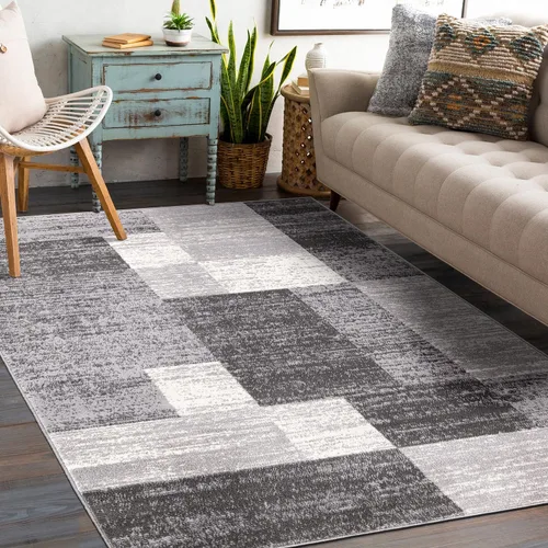 Vista 6 de Rugshop Oslo - Alfombra geométrica moderna de 5 x 7 pies, color gris
