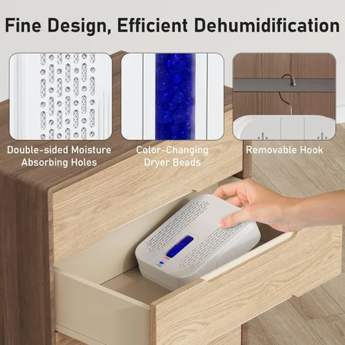 Vista 6 de Deshumidificador pequeño recargable, mini deshumidificador portátil para baño, deshumidificación altamente eficiente, ahorro de energía, adecuado
