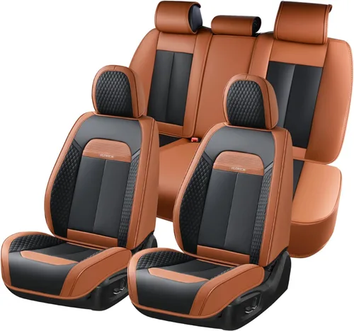 Vista 24 de FLORICH Fundas de asiento delantero, 2 piezas, fundas de asiento para automóviles, fundas de asiento universales de cuero de lujo, accesorios