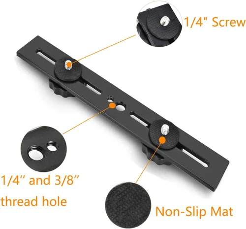 Vista 2 de Soporte de flash dual 8in/20.3cm Soporte de trípode de montaje de cámara con tornillo de 1/4 soporte de luz de flash para micrófono de luz LED 3D