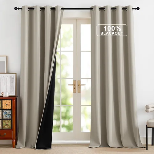 Vista 9 de NICETOWN Cortinas 100% Opacas Cortas de 36 Pulgadas de Largo para Dormitorio, Privacidad Aislamiento Térmico con Ojales Cortinas de Ventana