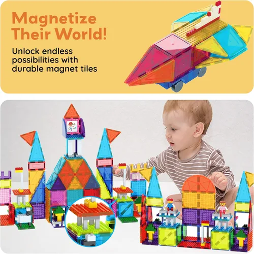 Vista 7 de PicassoTiles Ladrillos Magnéticos de Construcción STEM, Juego de Azulejos Magnéticos Creativos, Juego de Construcción de Ladrillos, Juguete