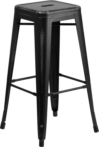 Vista 19 de Flash Furniture - Taburete de bar de metal moderno sin respaldo de 30 pulgadas, para interior/exterior, industrial, cuadrado, apilable para bares