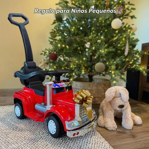 Vista 5 de Outfunny Coche de empuje 3 en 1 para niños pequeños de 1 a 3 años con mango y música Rojo
