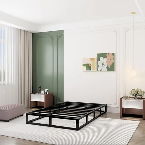 Vista 4 de Somier de 9 Pulgadas para Cama Individual, Base de Colchón de Metal Resistente, Capacidad de 3000 lbs, Perfil Alto, Libre de Ruido, Fácil Montaje
