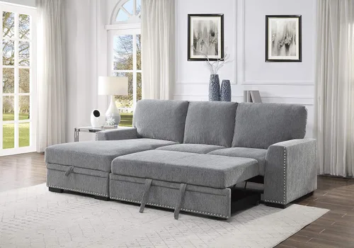 Vista 24 de Lexicon Sofá cama seccional moderno de mediados de siglo con diván de almacenamiento, sofá seccional extraíble, sofá seccional para sala de estar