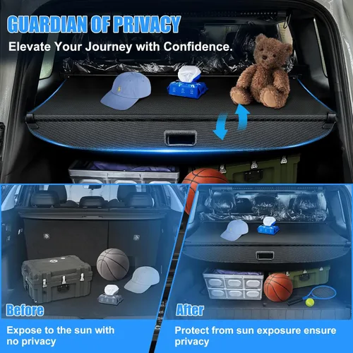 Vista 3 de AUXKO - Cubierta de carga retráctil para Lincoln MKX 2018-2016, cubierta de equipaje de maletero con protección de sombra para Lincoln Nautilus