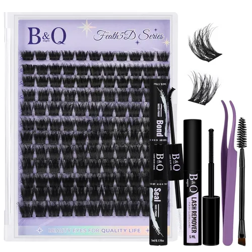 Vista 11 de B&Q - Kit de racimos de pestañas Wispy Flora - Feath5D 01, kit de racimos de pestañas con pegamento y herramientas, kit de pestañas ligeras