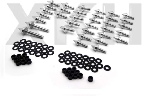 Vista 4 de XKH - Kit de pernos de carenado de aluminio compatible con Suzuki Hayabusa GSXR 1300 Silver 1999-2007 [B07M65HTLY]