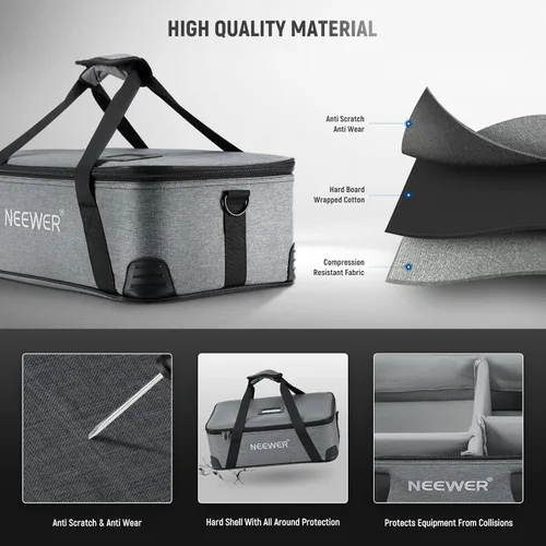 Vista 4 de NEEWER Bolsa de transporte con espuma movible acolchada para Studio Light Q300 Vision 4 ML300 CB60B RGB CB60 MS60B MS60C MS150B, bolsa de transporte