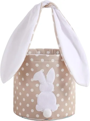 Vista 8 de MONOBLANKS Cesta de conejo de Pascua, bolsa de transporte de regalos y caza de huevos, bolsa de lona de conejo para juguetes (A-azul)