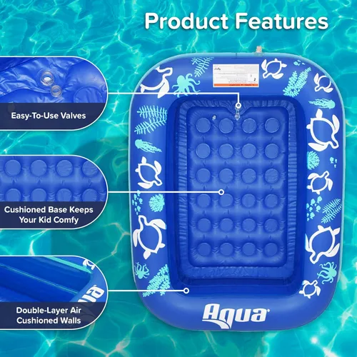 Vista 4 de Aqua Inflatable Tanning Pool Lounger, Premium Pool Float with Cupholders and Removeable Pillow for Relaxation and Fun