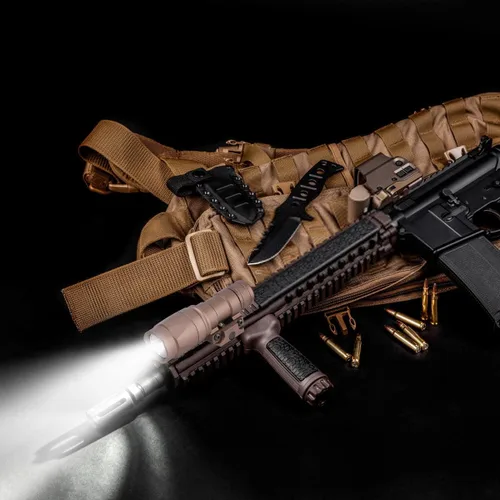 Vista 5 de Phoking linterna táctica Rifle Luz de Arma M300A - Mini luz táctica LED con interruptor de presión, linterna de 400 lúmenes para rieles Picatinny