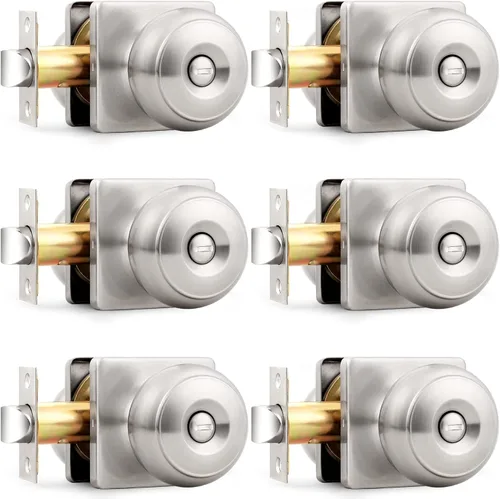 Vista 14 de Probrico Perillas de puerta negras con roseta cuadrada, manijas de puerta de privacidad para dormitorio, perillas de puerta negras cerraduras