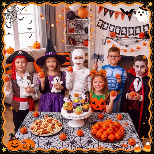 Vista 4 de Jerify 30 bolas de espuma de baloncesto de Halloween a granel, 1.57