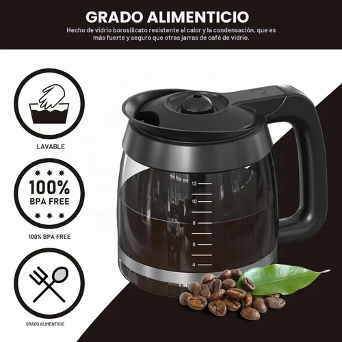 Vista 3 de CE251 - Jarra de vidrio de repuesto de 12 tazas compatible con cafetera Ninja, compatible con modelos CE251 CE201 CE201C CE200 CE200C modelo #