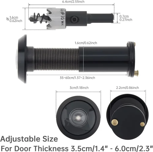 Vista 2 de Mirilla para el visor de puerta, agujero de latón macizo de 220 grados para puerta delantera con broca de 0.63 pulgadas para puertas de 1-1/2 a