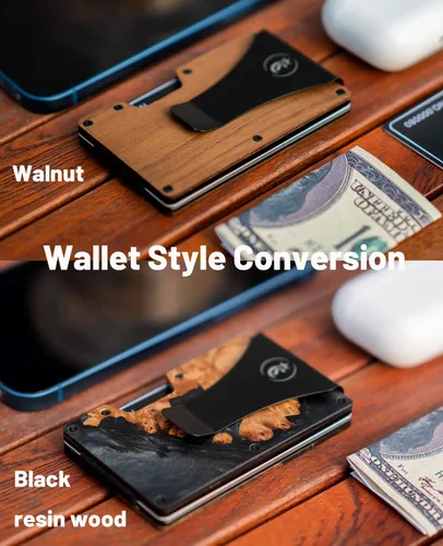 Vista 5 de Chosmoos - Cartera minimalista para hombre con clip para dinero, ligera y delgada