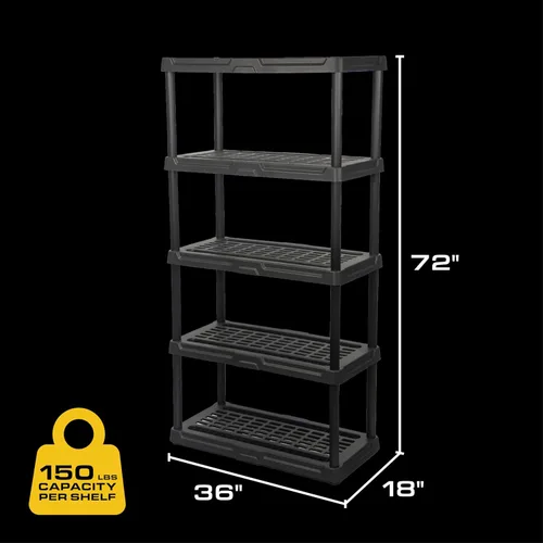 Vista 3 de CENTREX CX 5-Tier Heavy Duty Plastic Storage Shelves that Support up to 150lbs/shelf, Organization and Storage, Weather-Resistant Design, Easy