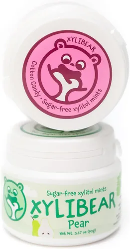 Vista 4 de Mentas de xilitol sin azúcar para niños, cuidado bucal, sin flúor, sin gluten, vegano, sin OMG, natural (algodón de azúcar)
