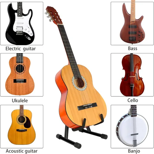 Vista 2 de EASTROCK Soporte de guitarra profesional portátil negro trípode ajustable con marco A para guitarra acústica, múltiples guitarras para guitarra